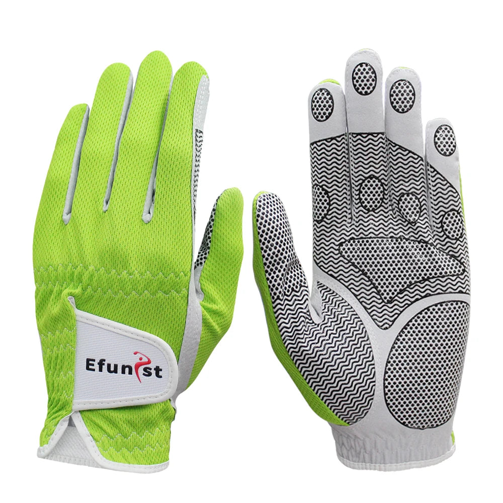 10 Pcs Efunist Golf Glove Men Left Hand Breathable Green 3D Performance Mesh Non-slip Fiber Golf Gloves