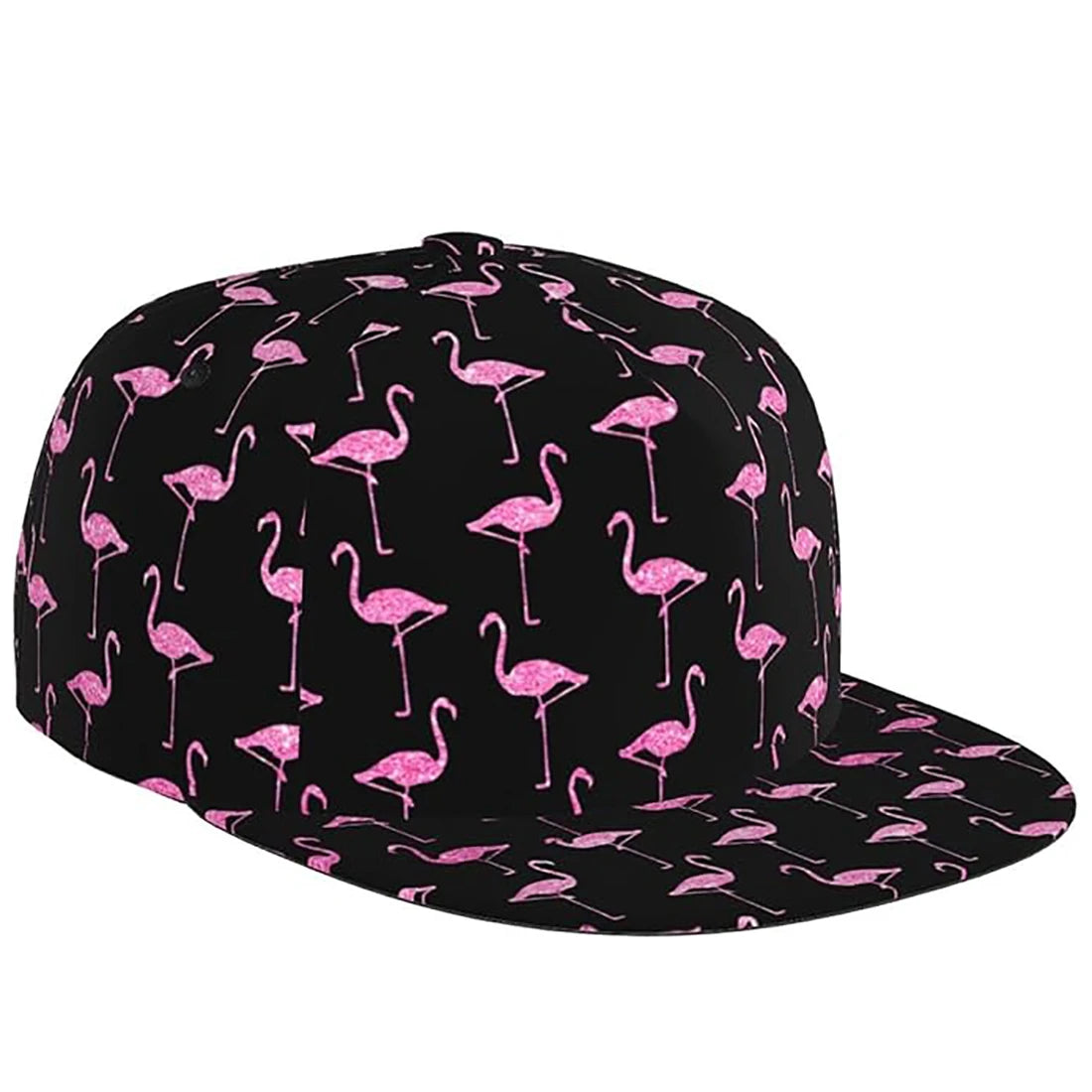 Custom All-Print Flamingo Logo Men's Flat Brim Velvet Snapback Gorras Fifty-Snap Fitted Caps With Plush Style for Performances
