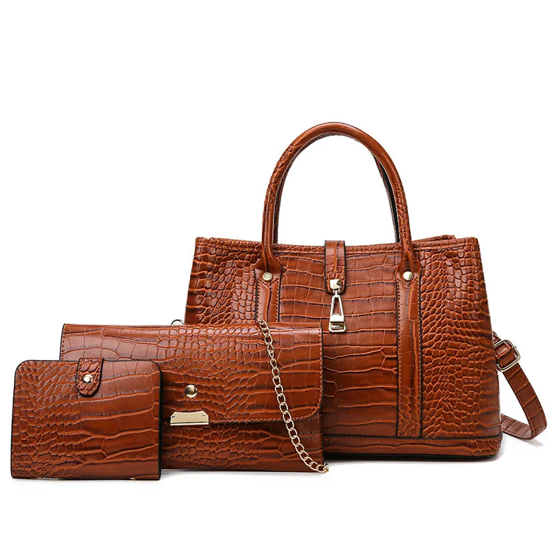 2022 New Fashion Shoulder Bag Large Capacity Ladies Tote Bag Three Piece Bag Set Scarves Women Handbag