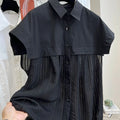 Wholesale 2026 Summer High-end Design Sense Niche Short Sleeved Patchwork Thin French Women's Shirts