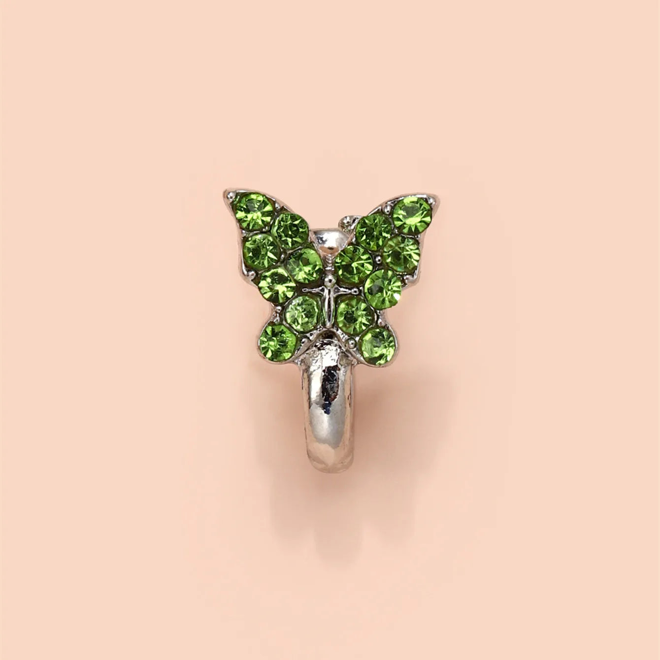 Charm Face Clip on Fake Nose Rings Jewelry CZ Diamond Cubic Gemstone Faux Dangle Non Piercing Butterfly Nose Cuffs For Women