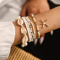 Summer Beach Jewelry Rice Bead Starfish Charm Bracelet Bohemian Shell Shaped Seed Bead Bracelet Set for Women