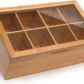 Bamboo Tea Box Storage Organizer 8 Compartments Tea Bag Holder with Clear Acrylic Window Wooden Finish Tea Storage Organizer
