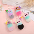 New Cute Caterpillar Keychain Fashion Candy Color Cartoon Plush Bag Pendant Car Key Chain Accessories Easter Keychain