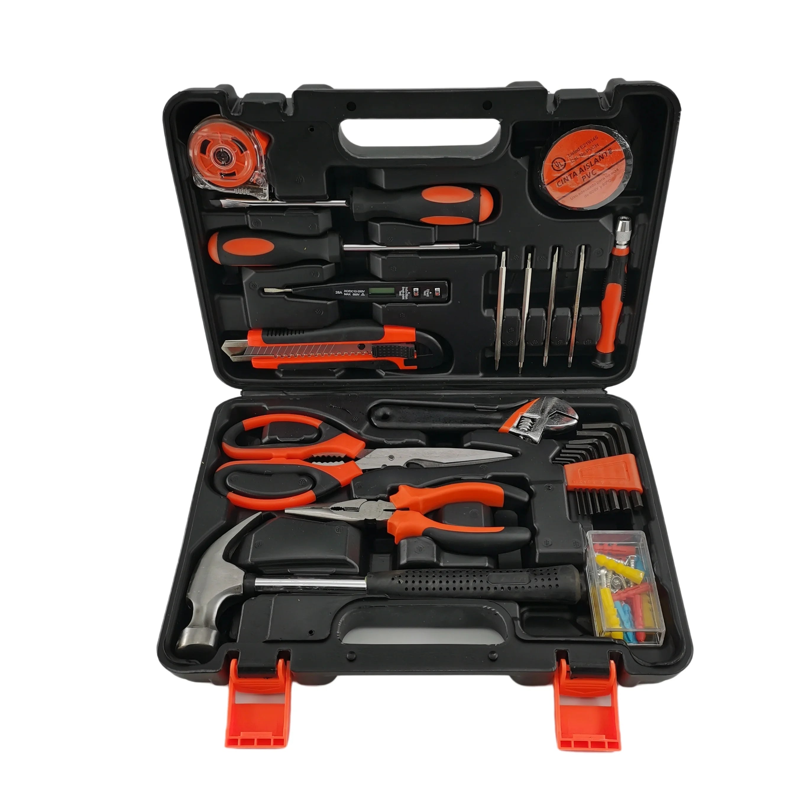 FLYJAN Multifunction 45pcs in 1 Box Tool Box Hand Tool Combo Kits Household Hand Tool Sets