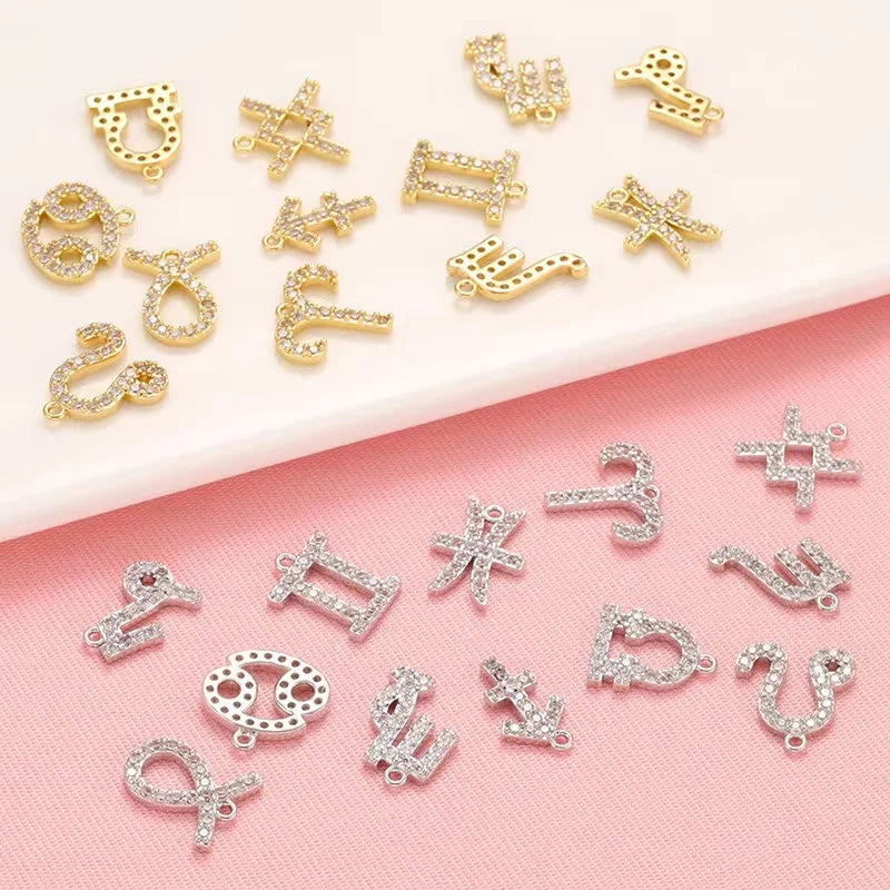 Wholesale Custom Fashion Jewelry Pendants Zodiac Charms Diy Necklace Earring Pendant