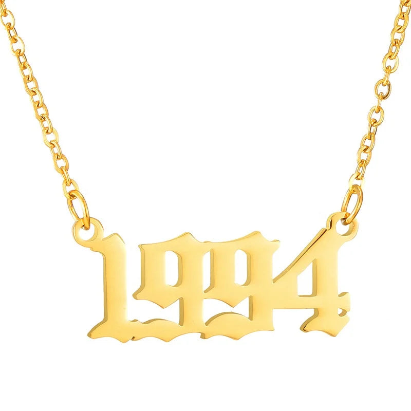 Unique Design Hot Sale Birth Year Necklace Gold Plated Jewelry Necklace