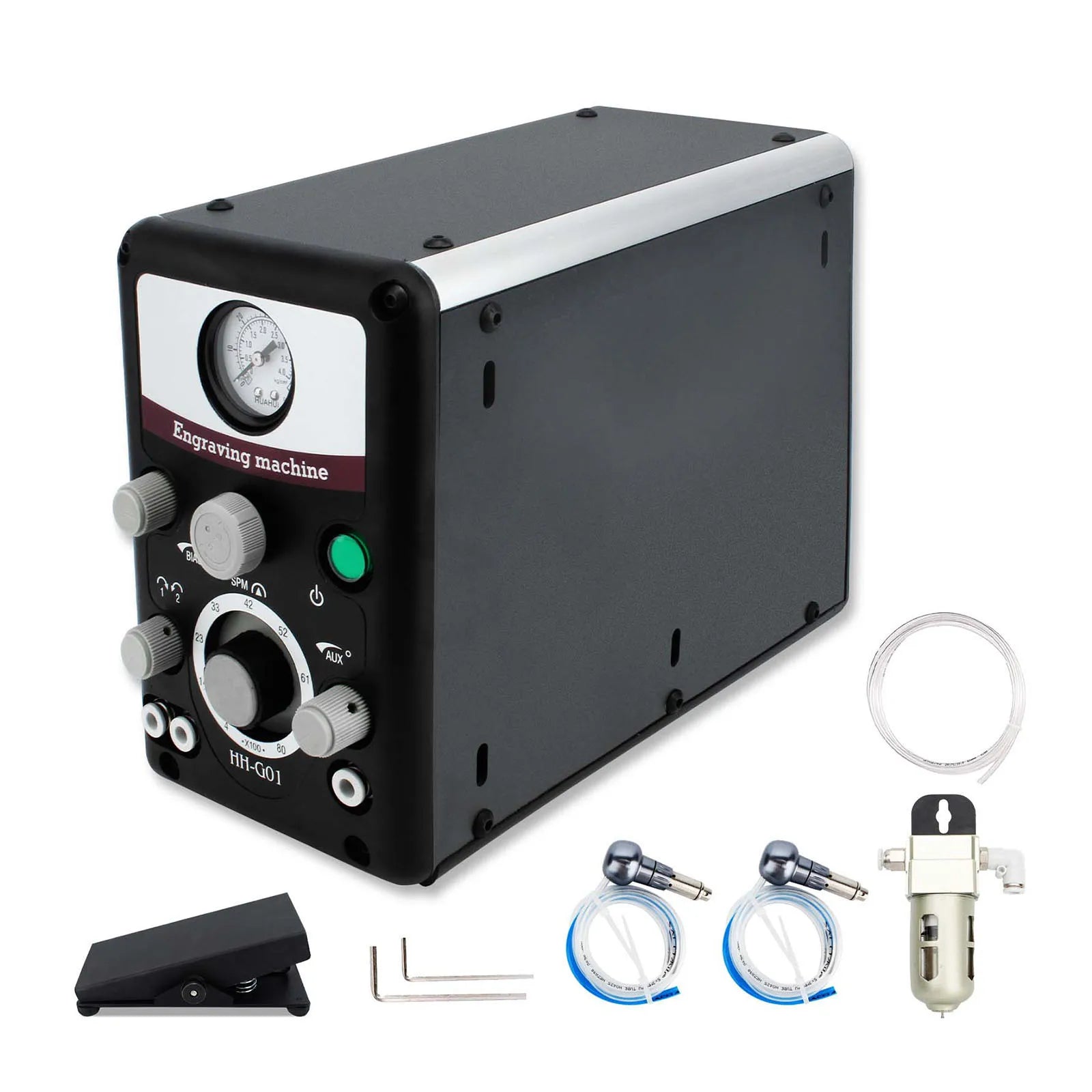 Double Handpiece Hh-G01 8000 Rpm Graver Pneumatic Portable Jewelry Engraver Bracelet Ring Stone Engraving Machine for Jewelry