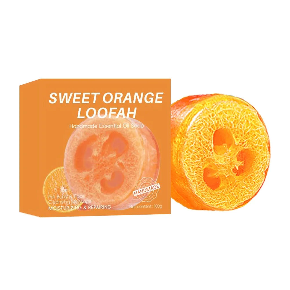 Handmade Beauty & Personal Care Essential Oil Lemon Soap with Turmeric & Kojic Acid Including Loofah for Cross-Border Trade