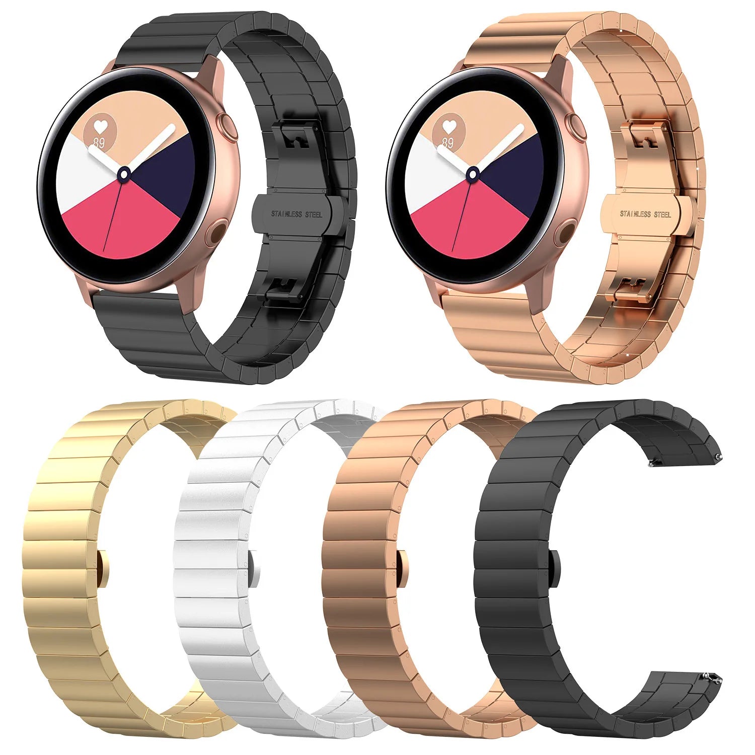 ShanHai 20mm 22mm Stainless Steel Watch Strap for Huawei GT/GT Band for Samsung Gear S3 Galaxy Watch 3 41mm 45mm Active 2 Band