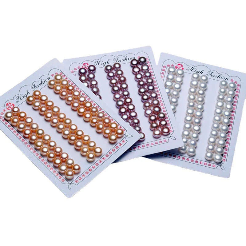 5A Quality Natural Cultured Orange & Purple Freshwater Pearl Stud Earrings Half-Hole Drilled Loose Jewelry Targeting Women