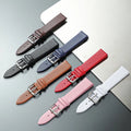 6mm-24mm Black Brown Blue Red White pink Soft Genuine Leather Watch Band Straps Watchbands