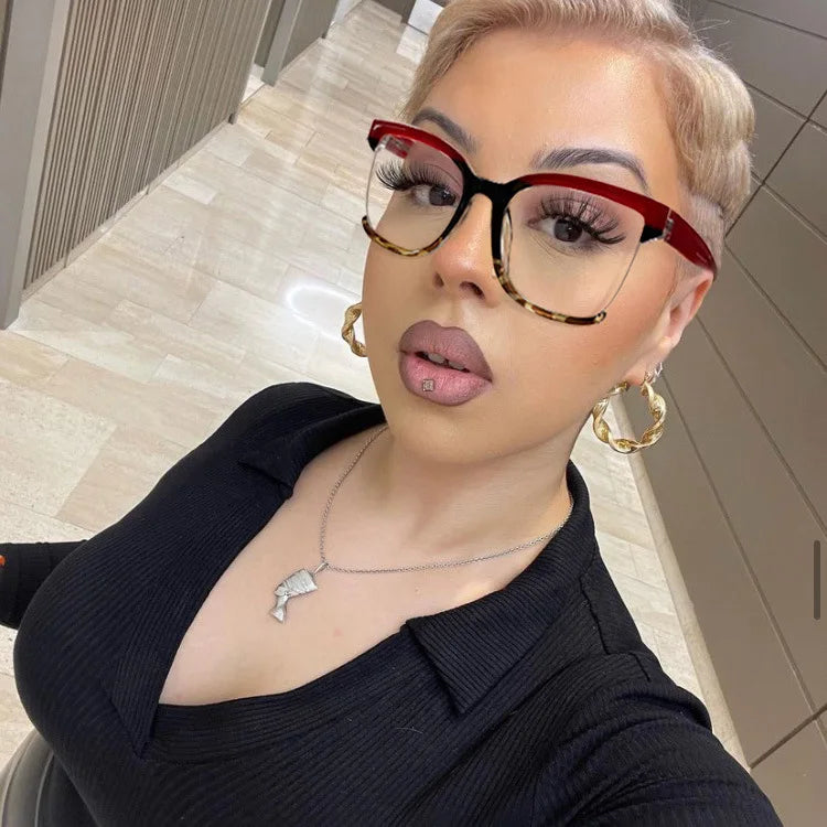Fashion Style Color Square Glasses Women's Blue Light Proof Glasses Female CP Core Optical Frame Computer Glasses 82038