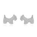 Cute 925 Sterling Silver Stud Earrings Women's Trendy Fashion with CZ Diamond Lovely Dog Animal Design