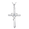 Fine Jewelry Wholesale 925 Sterling Silver Cross Key Heart Shape Pendant Necklace
