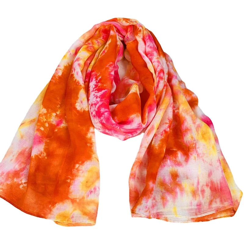 Hijab 2021 New Fashion Girl and Women Dupatta Tie Dye Special Print Summer Beach  Voile Scarfs Shawl Tudung Stole
