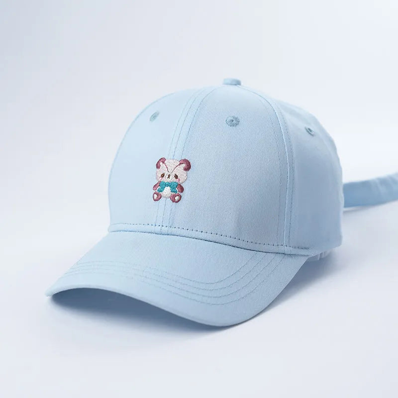 Cute 6 Panel Pastel Color Baseball Caps with Bow Tie Embroidery Logo for Woman Girls