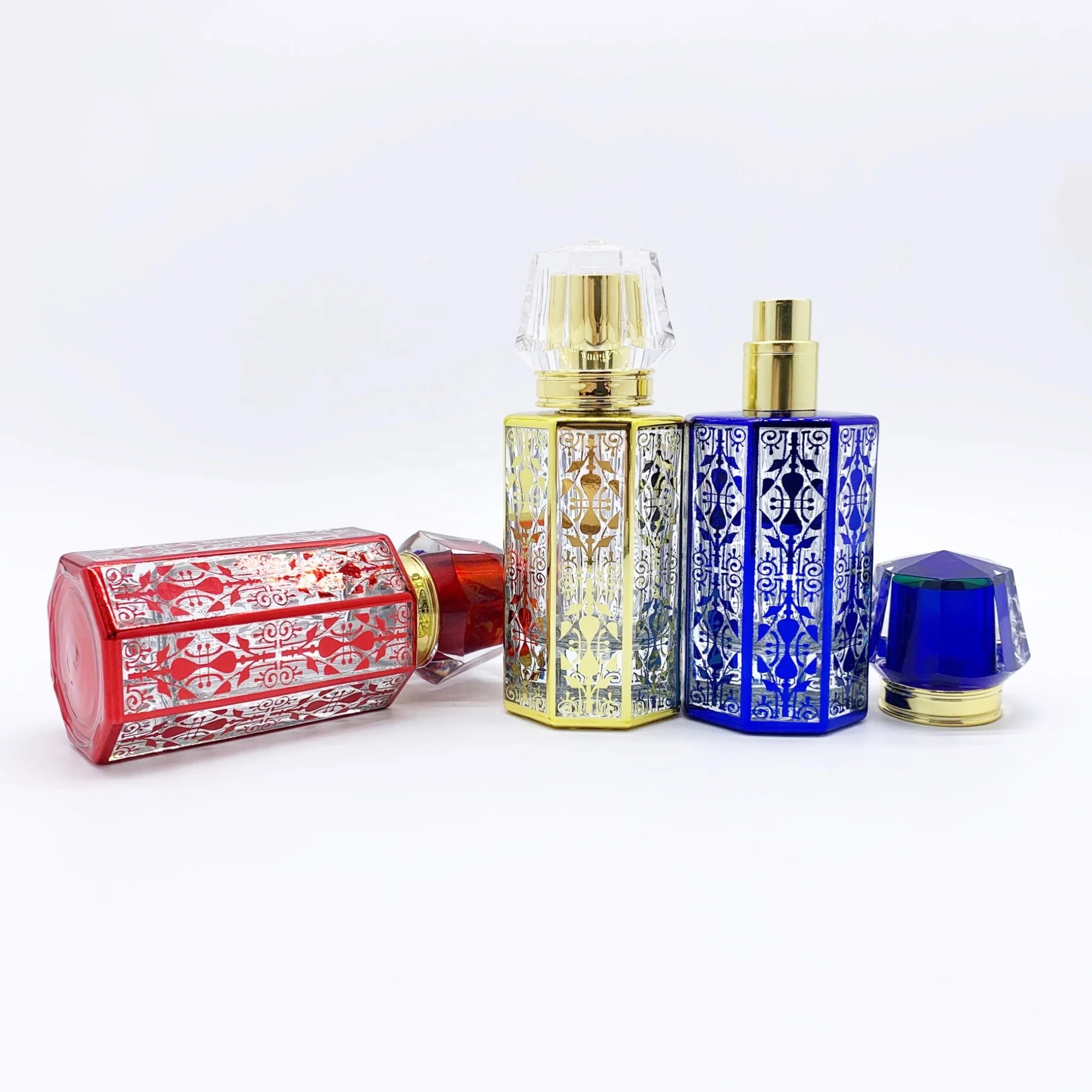 Factory Customized Luxury Cylinder Glass Perfume Bottle with Screw Cap High End Golden Design