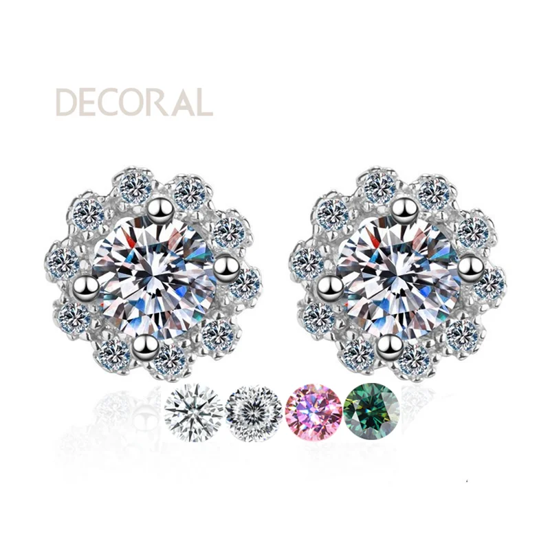 100 Face Cut 925 Sterling Silver Luxury VVS Moissanite Earrings Fine Jewelry for Women