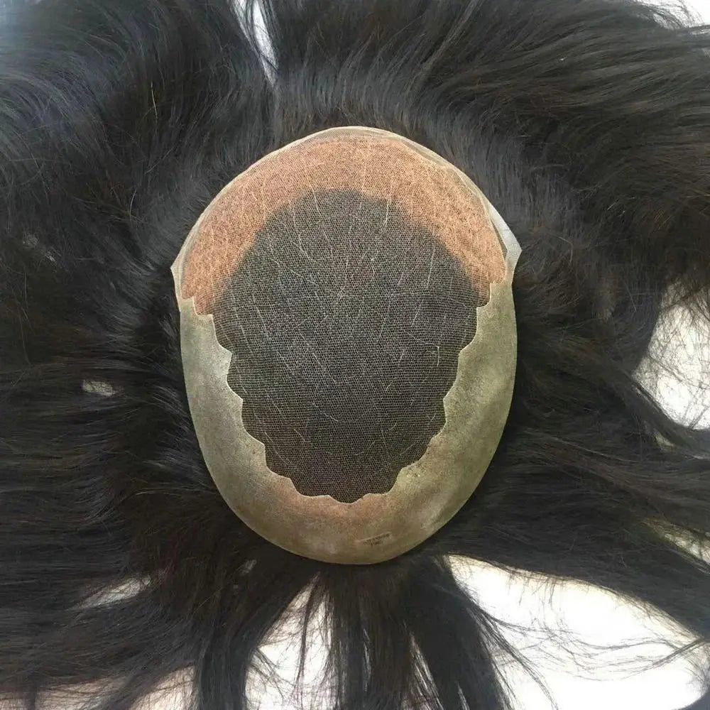 LONGFOR Q6 Base High Quality Lace With Skin Base Virgin Chinese Hair Toupee for Woman Thinning Hair Loss Cover Gray Hair