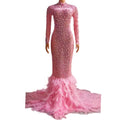 Designer See Through Rhinestone Crystal Pageant Wedding Ball Gown Ladies Birthday Party Mermaid Dress Long Prom Evening Dress
