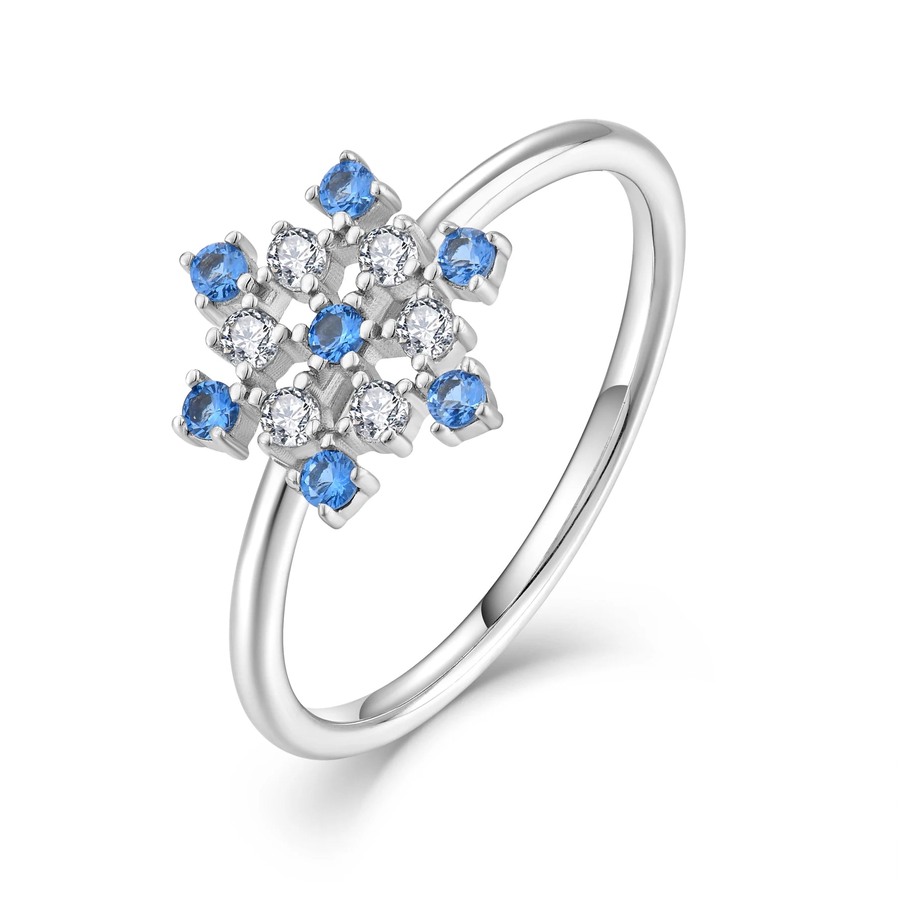 CUSTOM OEM Fine Jewellery 925 Sterling Silver Stone Diamond Cute Snowflake Women Rings for Girls