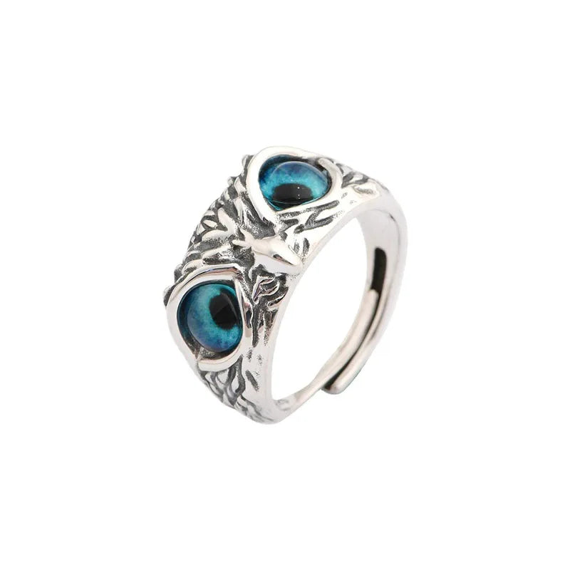 2022 New Vintage Adjustable Owl Animal Jewelry Ring Exquisite Opal Beautiful Ring for Women