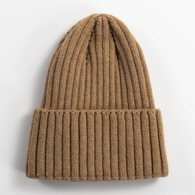 Popular Unisex Korean Version Winter Acrylic Knitted Hat with Brim Solid Color Travel Manufacturer's Wholesale for Business Use