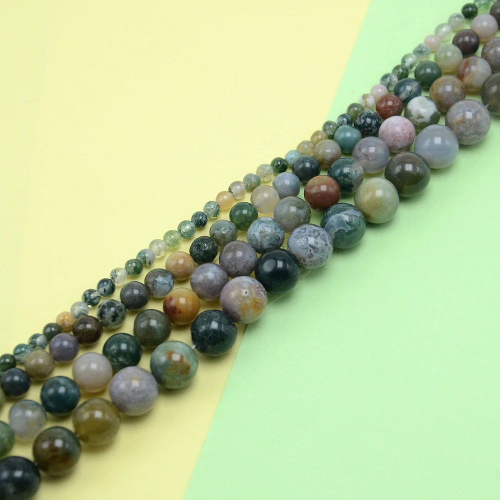 Jewelry Making Supplier 4/6/8/10mm Indian Agate Round Natural Stone Beads for DIY Jewelry Making