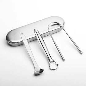 Factory Customized U Type Metal Tongue Scraper Fresh Breath Silver Stainless Steel 3 Packs with Travel Box Tongue Cleaner