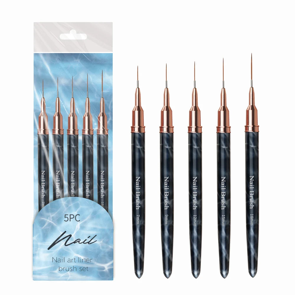 5Pcs Striping Liner Brushes Set for Long Liner Details Fine Designs