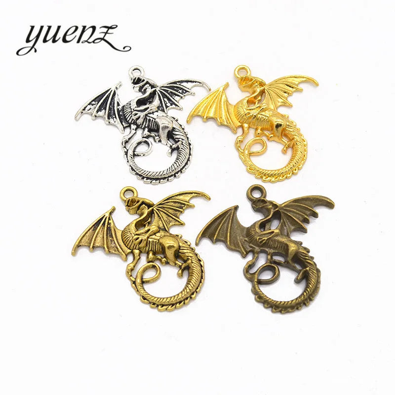 YuenZ 4 Color Flying Dragon Charms Alloy Metal Pendants for DIY Necklace Bracelet Earring Jewelry Making 43*46mm D801