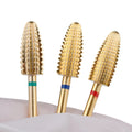 Typhoon Bits (2 Way) Long Shank Gold Coating YAQIN Nail Drill Bit Set Manicure Gel Removal Tungsten Carbide Nail Drill Bit