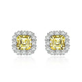 Rhodium Plated Fancy Shape Stud Earrings 925 Sterling Silver Cubic Zirconia Asscher Cut Earring