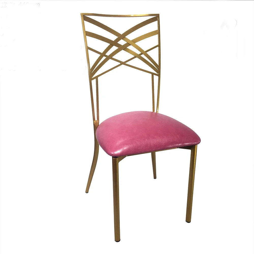 Best Selling Gold Metal Wedding Chair Decoration With Pu Leather Cushions