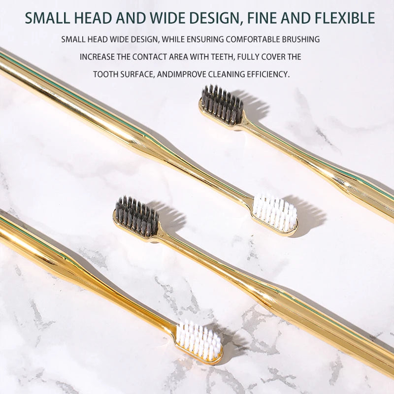 Luxury Soft Custom Logo Hotel Home Travel Gold Adult Toothbrush with Plastic Handle Factory