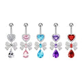 Hot Selling Children's Butterfly Knot Bow Zircon Water Drop Pendant Wedding Europe America Love Peach Heart Navel Stainless
