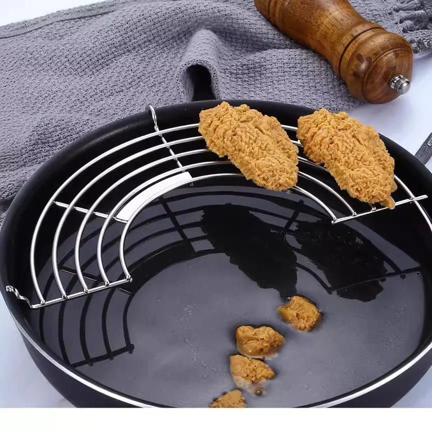 Household Stainless Steel Non-Folding Standing Type Multifunction Semi-Circular Drain Rack Kitchen Supplies Frying Rack Oil