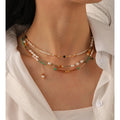 New Summer Fashion Boho Necklace Colorful Beaded Stone Necklace Personality Freshwater Pearl Necklace for Women