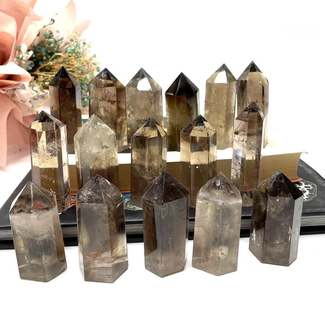 Wholesale Natural Smokey Quartz Tower Brown Quartz Crystal Smokey Meditation Quartz Crystal Point