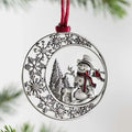 Yate Custom Solid Pewter Round Christmas Tree Ornament 5x5cm Silver Ornaments Noel