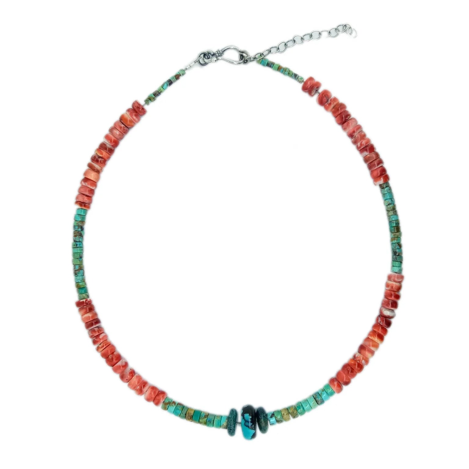 Genuine Natural Turquoise and spiny Beaded Necklace Blue Turquoise Necklace