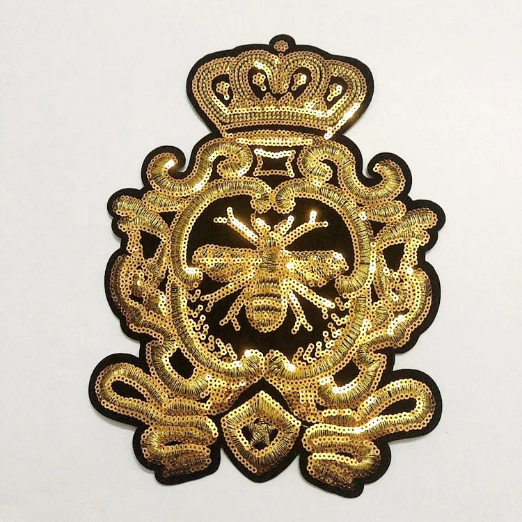 Clothing Diy Sew on Golden Sequins Embroidery Patches LT9327