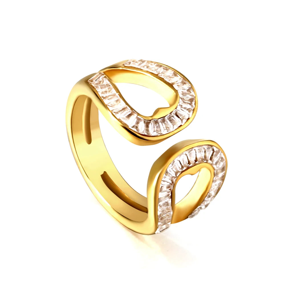 Exquisite Party Proposal with Shiny Zirconia Ring Jewelry Custom Fashion Waterproof Stainless Steel Open Ring for Women Men