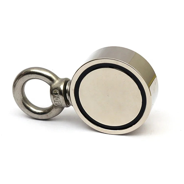500LBS/220kg D75mm Strong Neodymium Round Fly Searching Salvage Magnet Double Side Fishing Magnet with Bore