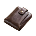 Classic Men's RFID Blocking Bifold Wallet Short PU Leather Card Holder with Zipper Polyester Lining