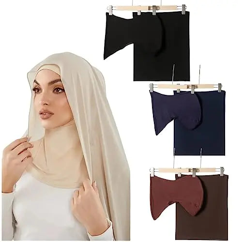 CCY 2pcs/set Instant Chiffon Hijab With Full Neck Cover Undercap Muslim Women Plain Chiffon Shawl Headscarf Modal Cotton Caps