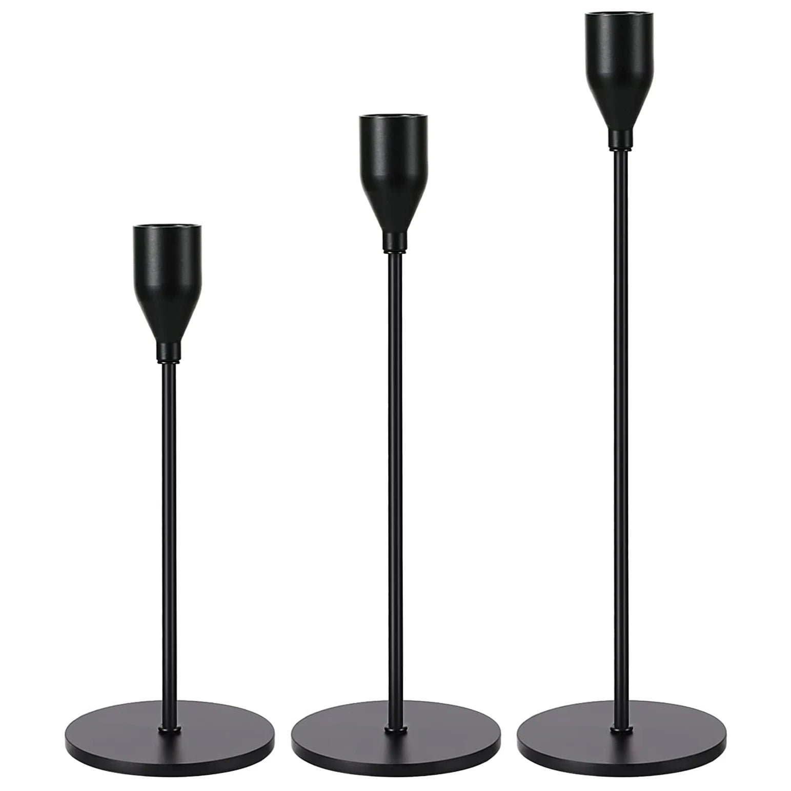 European Home Wedding Decor Black Metal Matte Taper Candle Stick Holder Set Candelabra Centerpieces Candlestick Holders