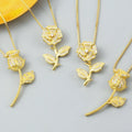Lovers Valentine's Day Gift Femme Collier Gold Charms Rose Flower Pendant Necklace