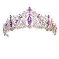 High-End Crystal Headband Tiara Cross-Border Bridal Crown for Weddings Metal Hair Accessories Winter & Birthday Crown-Wholesale